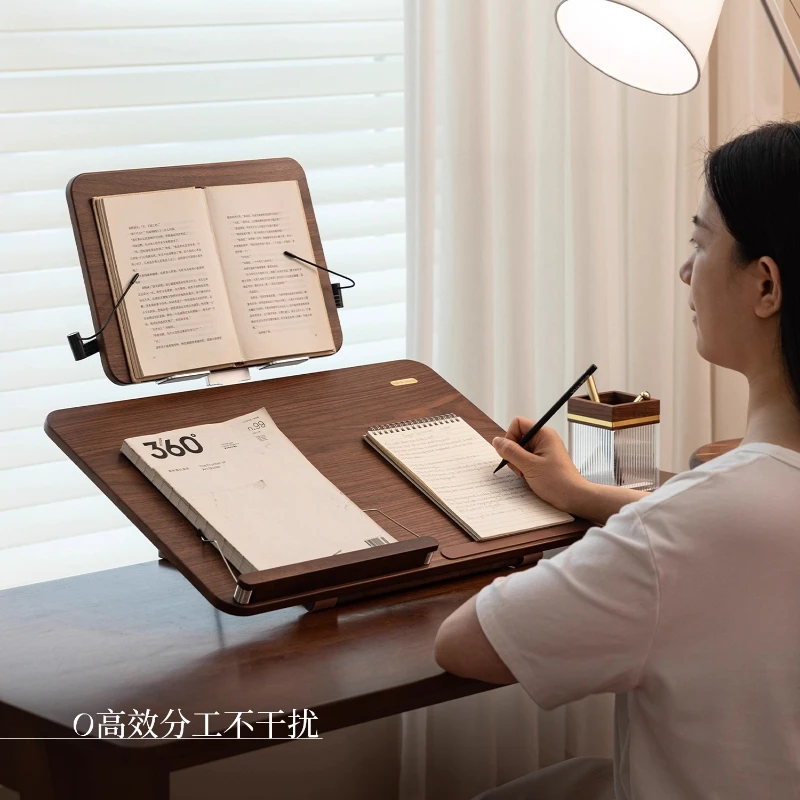 Adjustable Tilted Book Stand for Reading, Wooden Page Holder for Study, Children's Drawing Board, Textbook Clip, 2 Layers