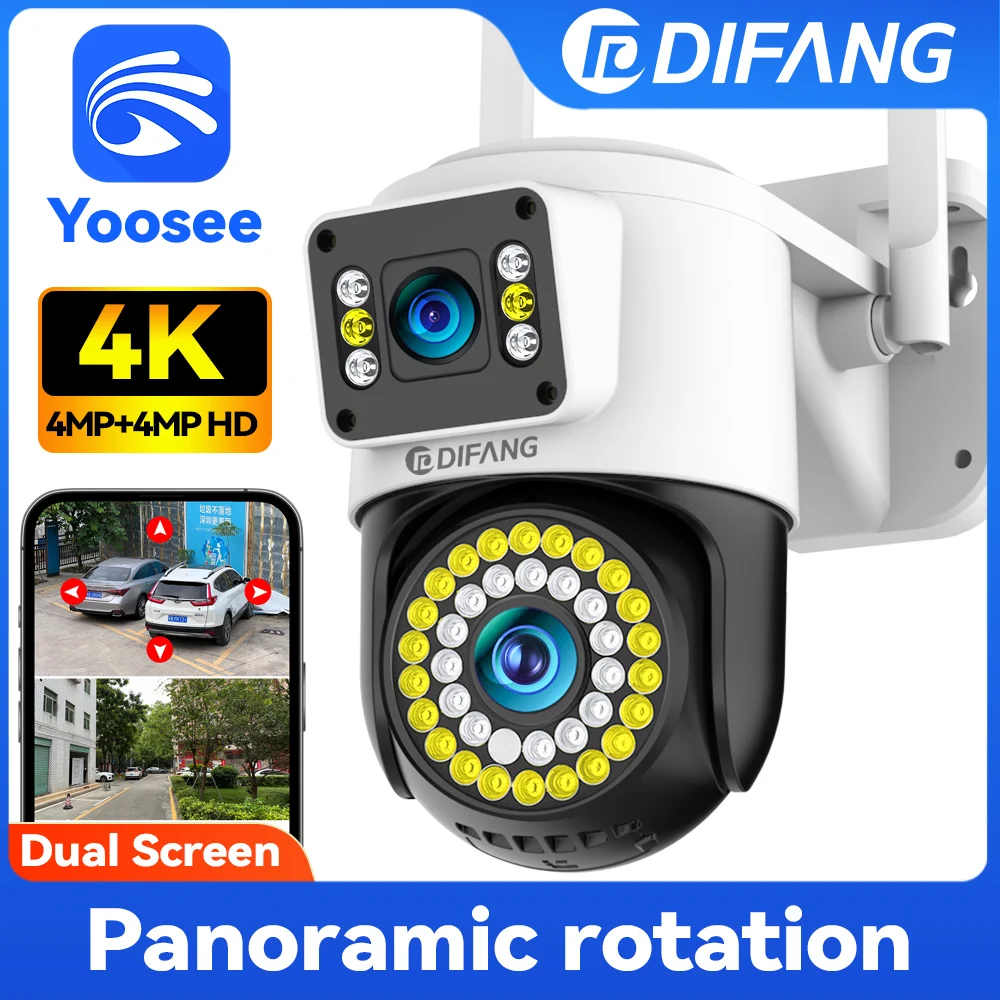 Yoosee 4K 8MP WiFi Camera Buiten Dual Lens Dual Screen CCTV Beveiliging Ai Tracking Onvif NVR Straat Cam Surveillance