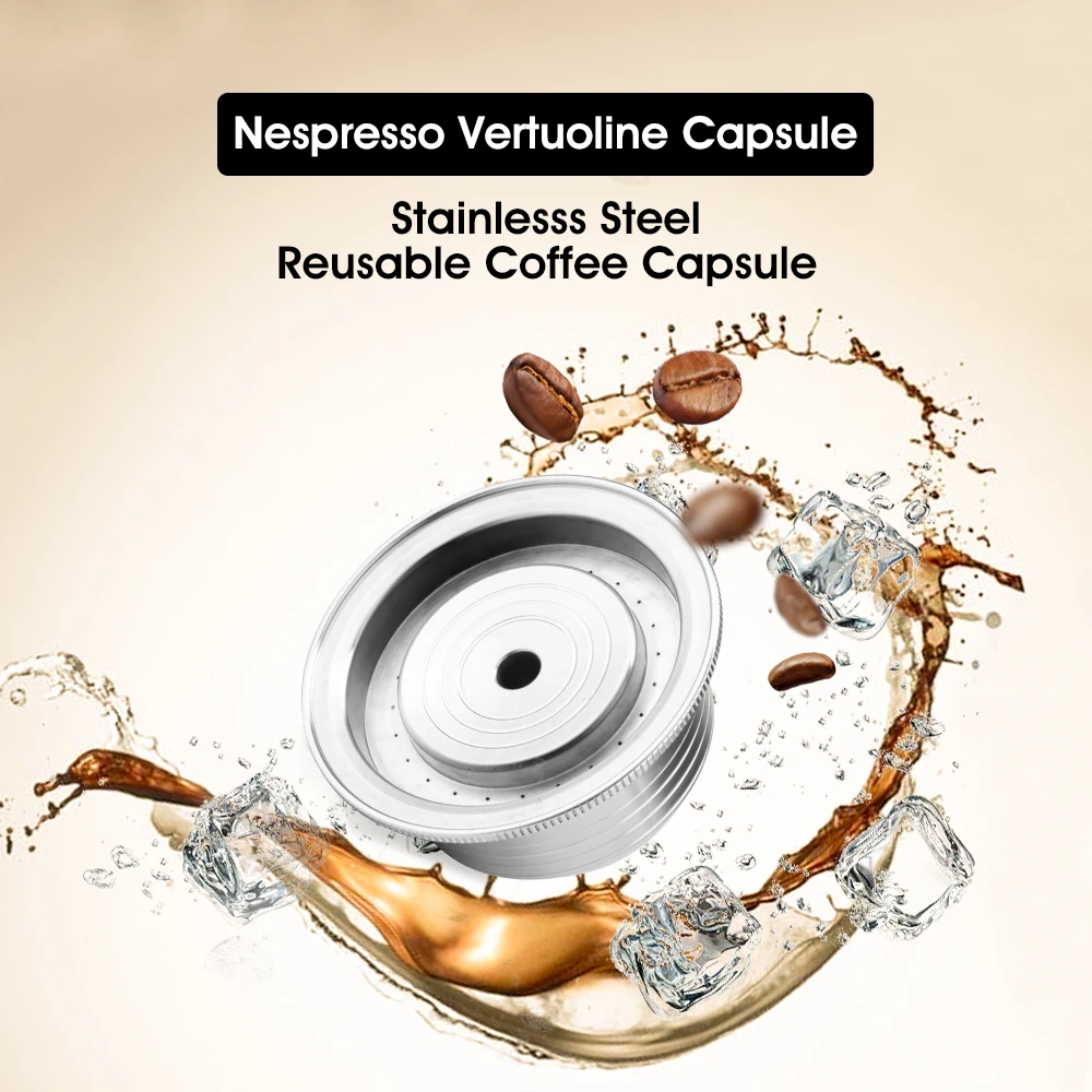 Reusable Stainless Steel Coffee Capsule For Nespresso Vertuoline GCA1 Refillable Coffee Pods Filter for Delonghi ENV135, 230ML