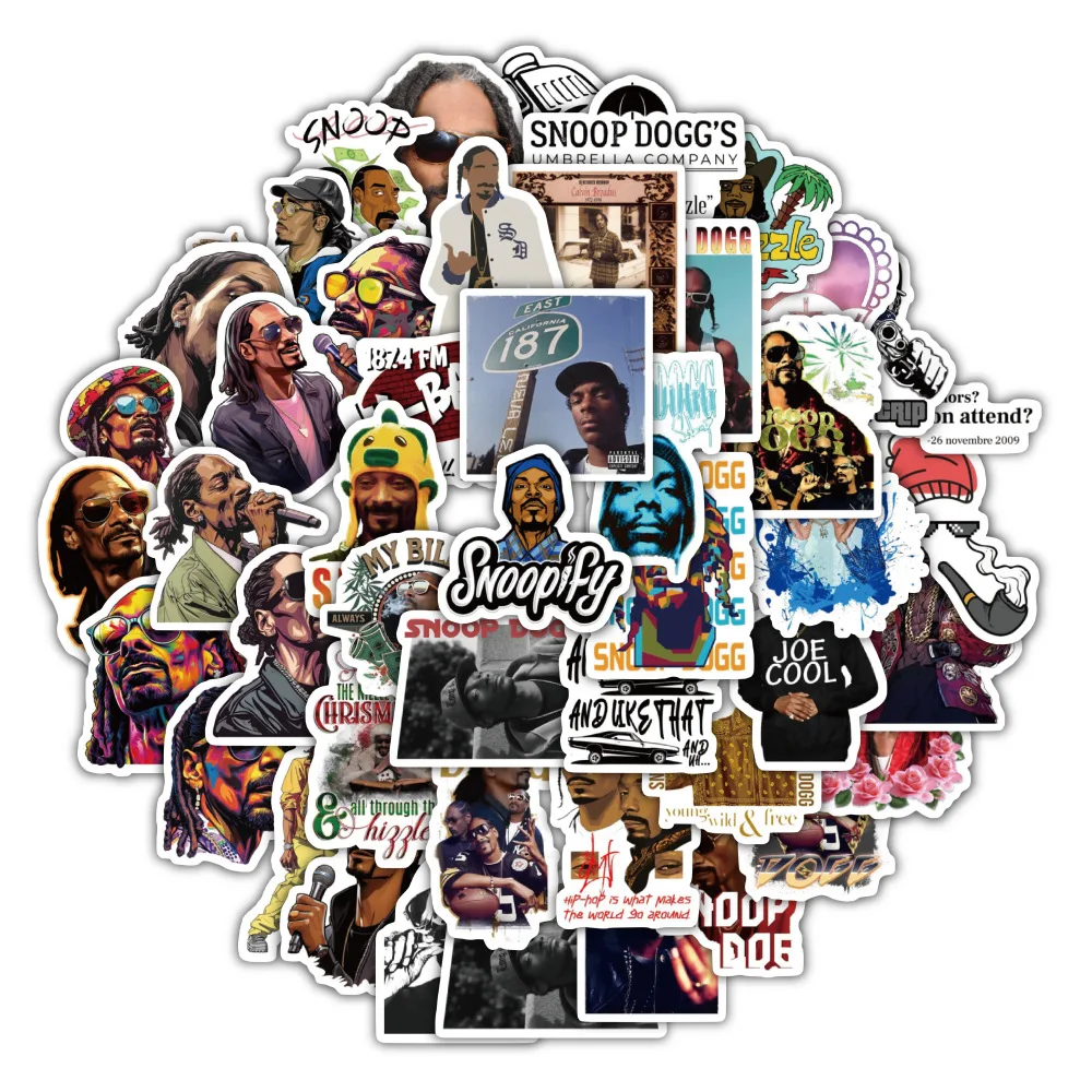 60 peças adesivos americanos da costa oeste hip hop rap snoop doggy dogg para skate, garrafa de água, notebook