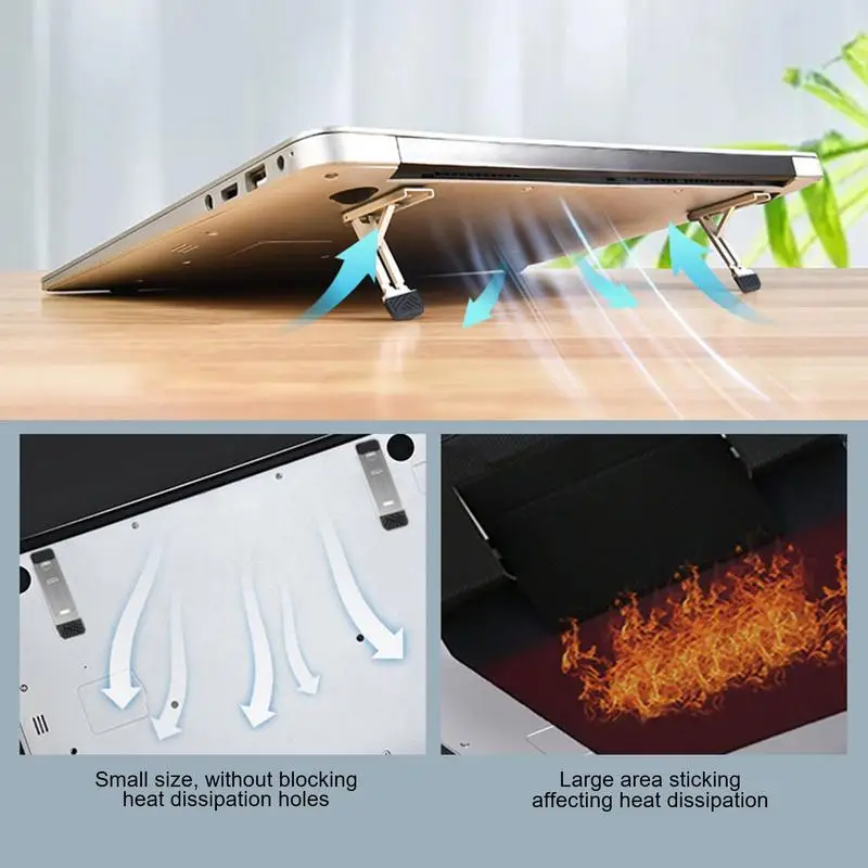 2pcs Mini Laptop Holder Foldable Keyboard Stand Notebook Riser Feet Nonslip Aluminium Alloy Heat Dissipation Stand