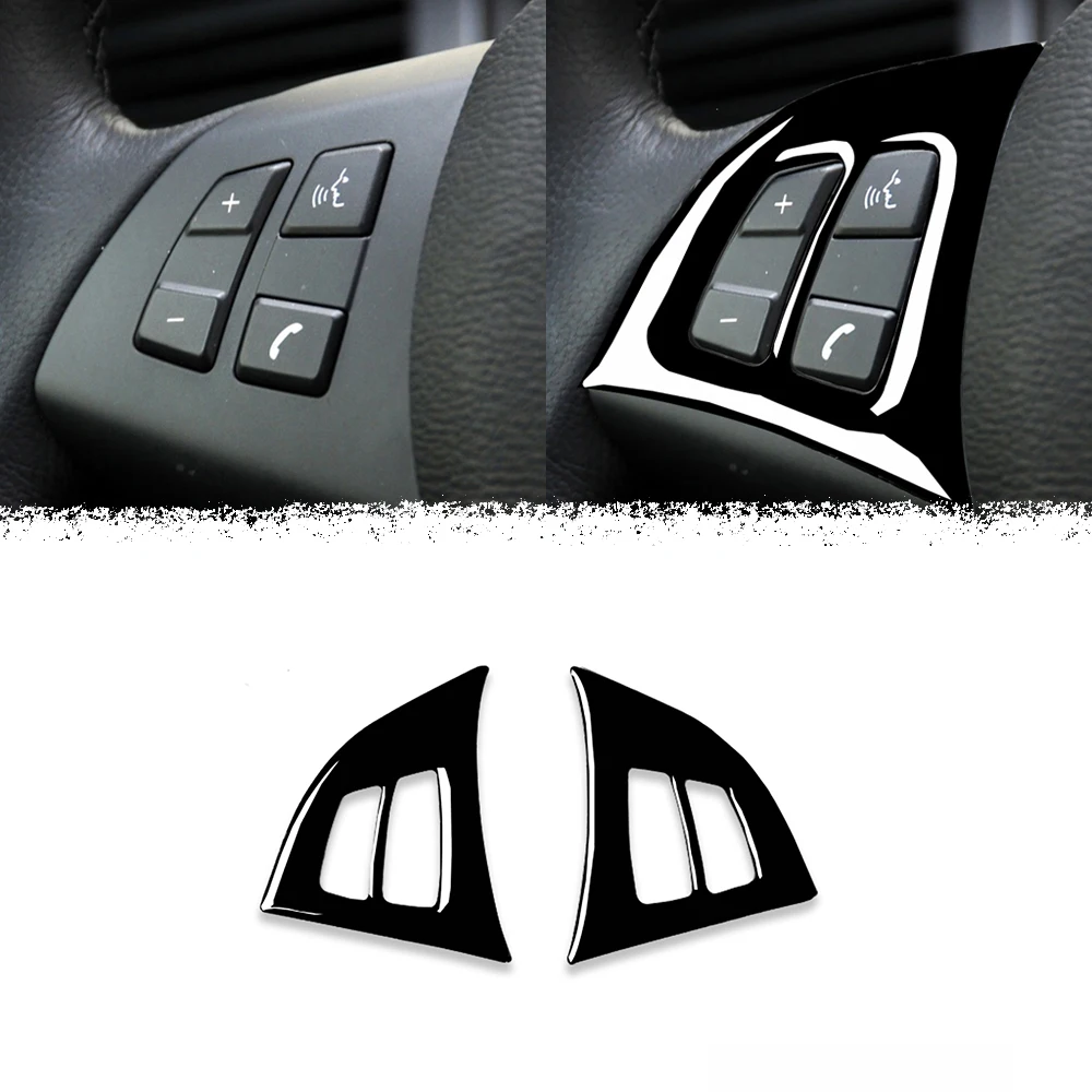 for BMW X5 E70 2008-2013 Steering Wheel Button Decoration Cover Trim Sticker Car Interior Mouldings Accessories Piano Black