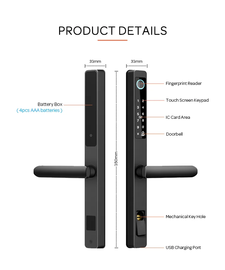 Imagem -06 - Impermeável Electronic Smart Aluminum Door Lock Mortise Lock Tuya Wifi Fingerprint Upvc Grill Door Ip66 Euro 3092 3592 2585