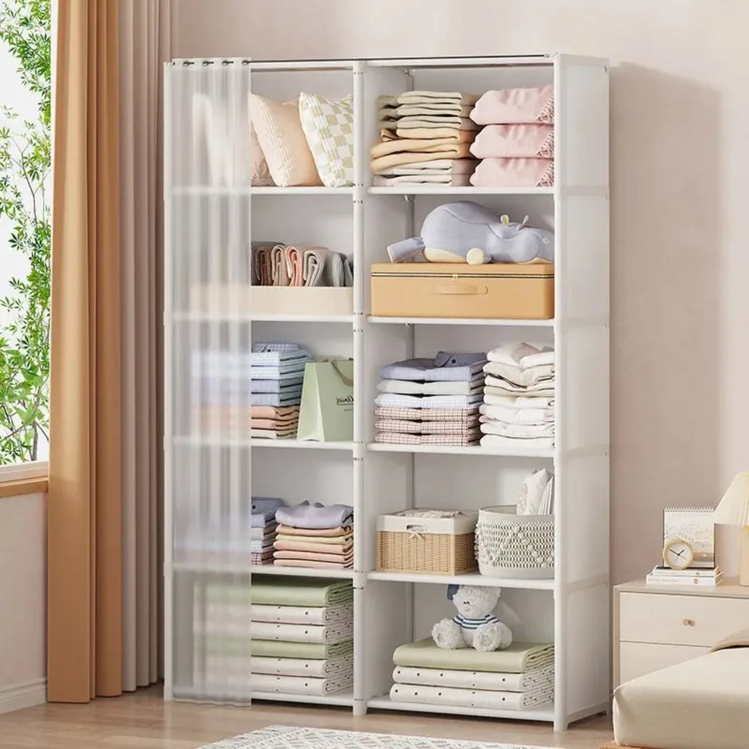 High Capacity Dustproof Multipurpose Household Multi-layer Wardrobe Partition Rack Cabinet