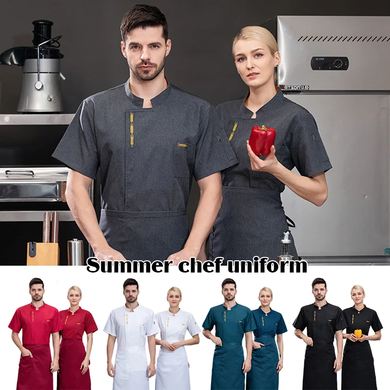 Männer Frauen Hotel Koch Jacken Mantel Uniform Sommer Atmungsaktive Restaurant Chef Tops Lebensmittel Catering Küche Backen Arbeit Kleidung