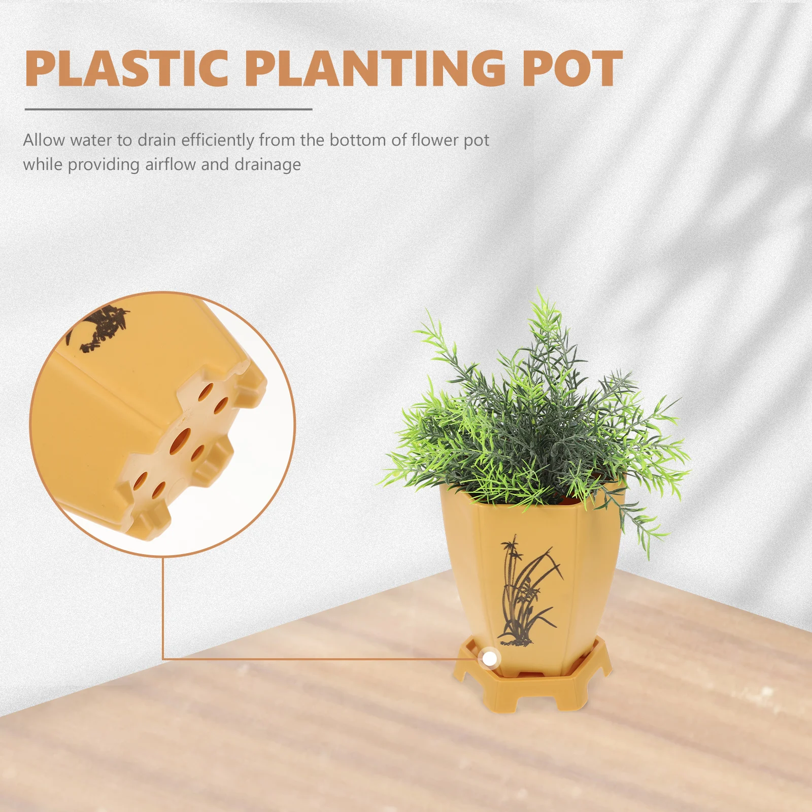 

2 Pcs Spring Orchid Green Plant Flower Pot Flowerpots Planter for Indoor Plants with Holes Plastic