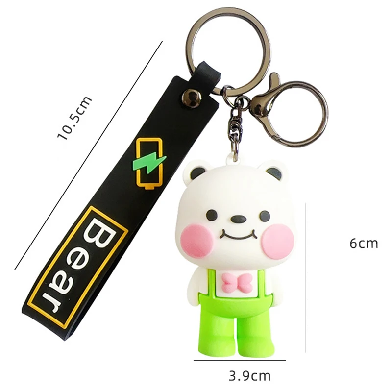 Creative Cartoon Cute Bow Tie Bear Keychain Couple Pendant Lovely Simple Bag Backpack Decoration Small Charm Car Key Chain Gift