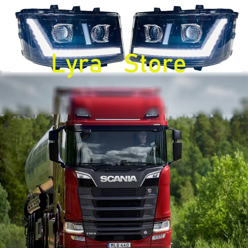 2 PCS(LH AND RH) 24V  Full LED Head Lamp Fit For Scania Truck R650 G500 S730 S500 P500 MANUAL 2379889 - 2655840 - 2674382