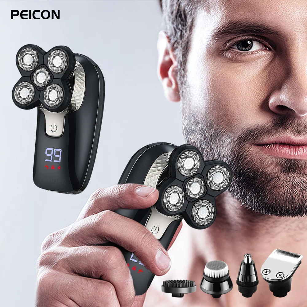 

Электрический триммер для бороды, портативная машинка для стрижки волос в носу и на лице, USB-заряжаемая бритва с плавающей головкой, мини-триммер для бороды для мужчин