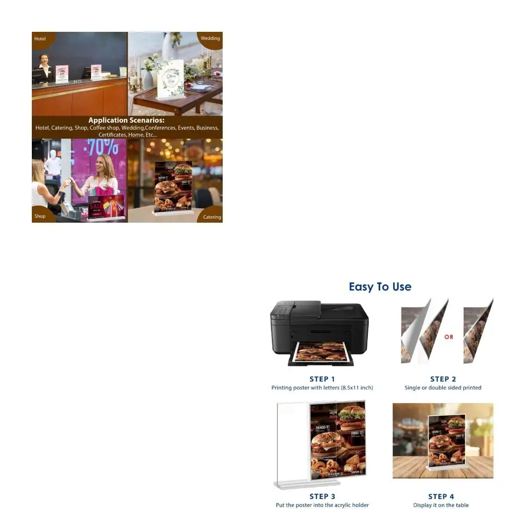 Acrylic Poster Display Stand Double Side Clear Display Stand for Poster T Sign Holder for Restaurant Retail Shop