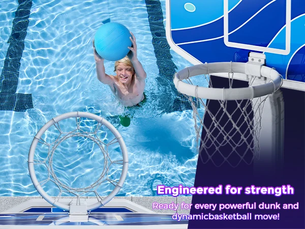 Set Perlengkapan Olahraga Kolam Renang 2in1: Ring Basket Kolam Renang dan Net Bola Voli Kolam Renang dengan Lampu LED untuk Anak-Anak dan Remaja