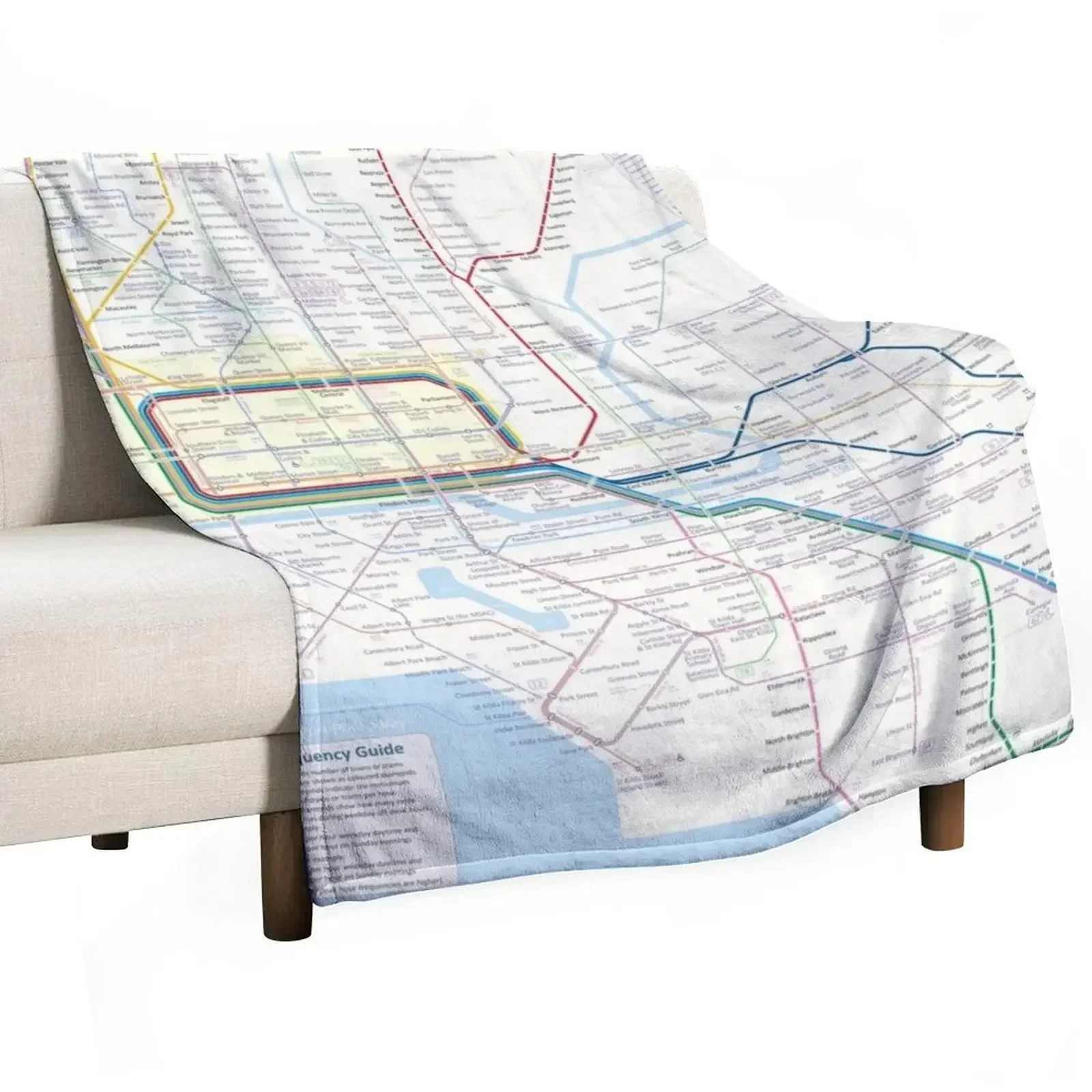 Melbourne train and tram map Throw Blanket For Decorative Sofa Flannels Soft Plush Plaid valentine gift ideas Blankets