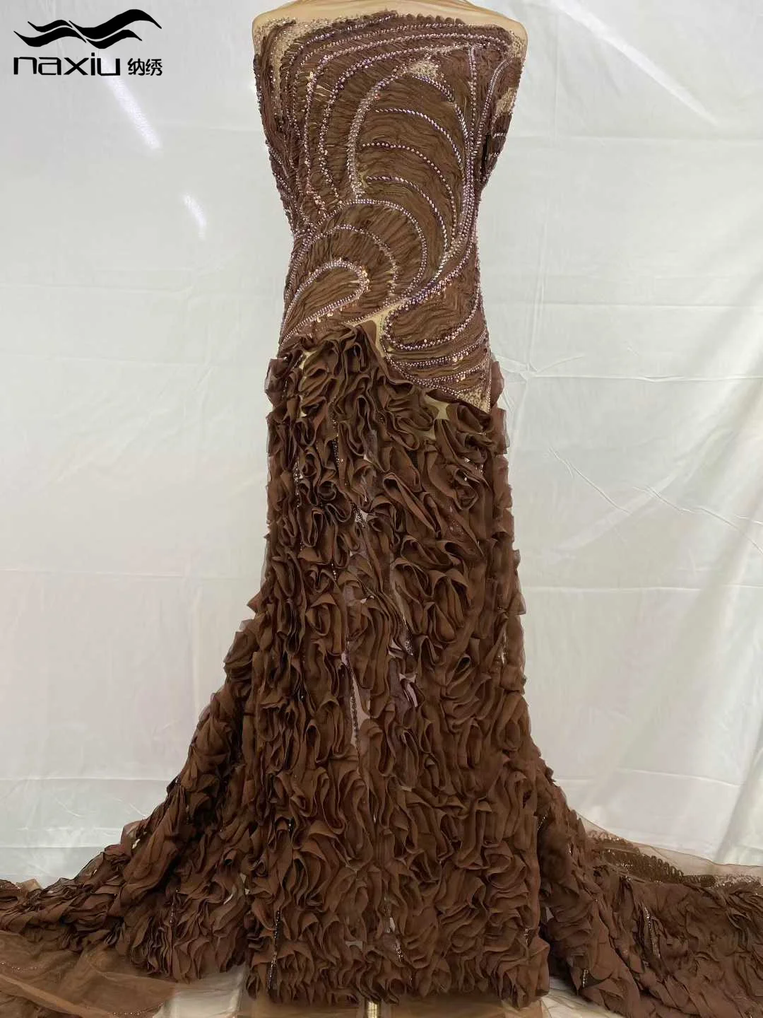 ماديسون الأفريقي النيجيري العريس ثلاثية الأبعاد نسيج الدانتيل مع الترتر الراقية الفاخرة التطريز الثقيلة أقمشة الدانتيل النيجيري لحفل الزفاف