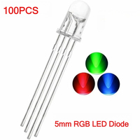 100PCS 5mm LED Diode RGB Red Green Blue Multicolor Common Anode Cathode F5 Full-color Light Emitting Diode DIY Kit