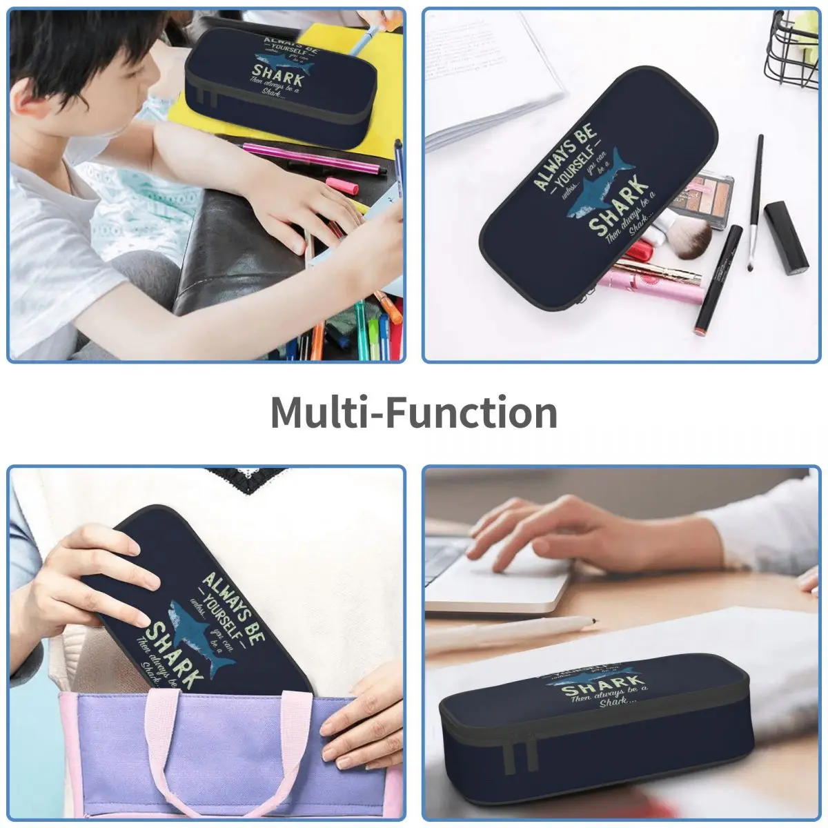 Imagem -05 - Sempre Ser um Tubarão Lápis Cases Grande Capacidade Pen Bags Pen Box Lápis Pouch para Meninos e Meninas Estudantes Papelaria Escola e Escritório