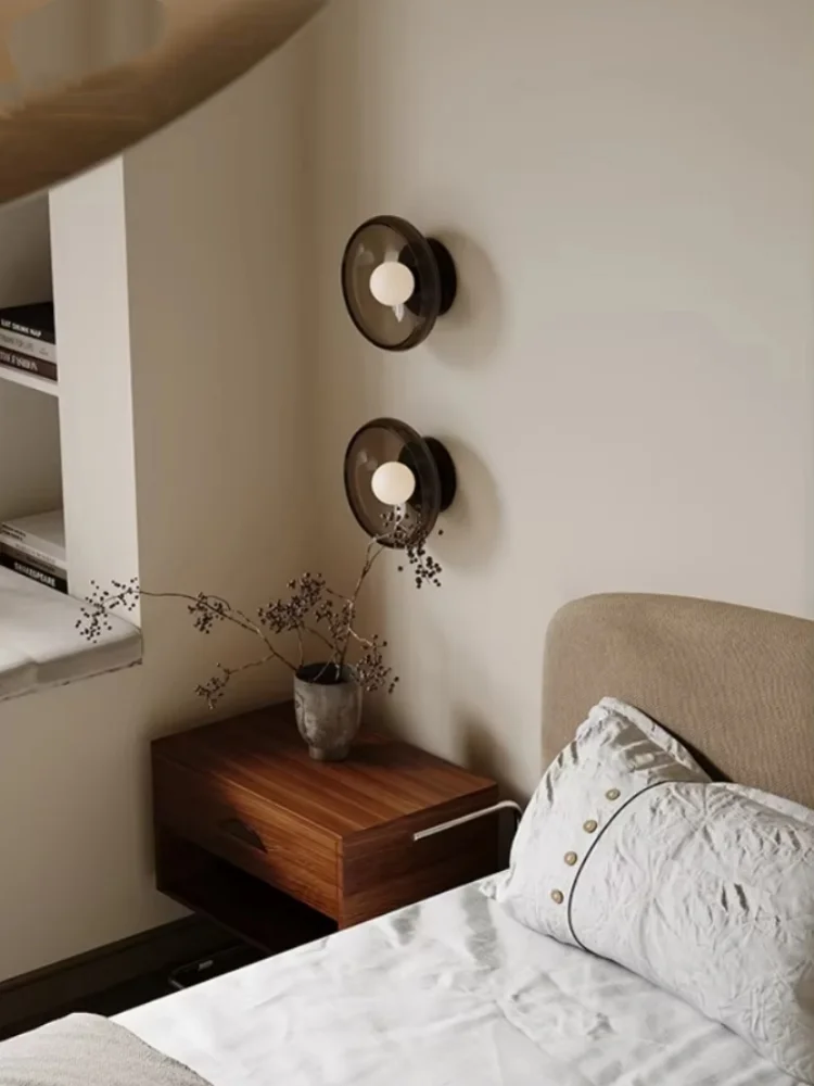 French LED E27 Glass Wall Light Modern Tea Shop Staircase Bedroom Bedside Background Wall Light