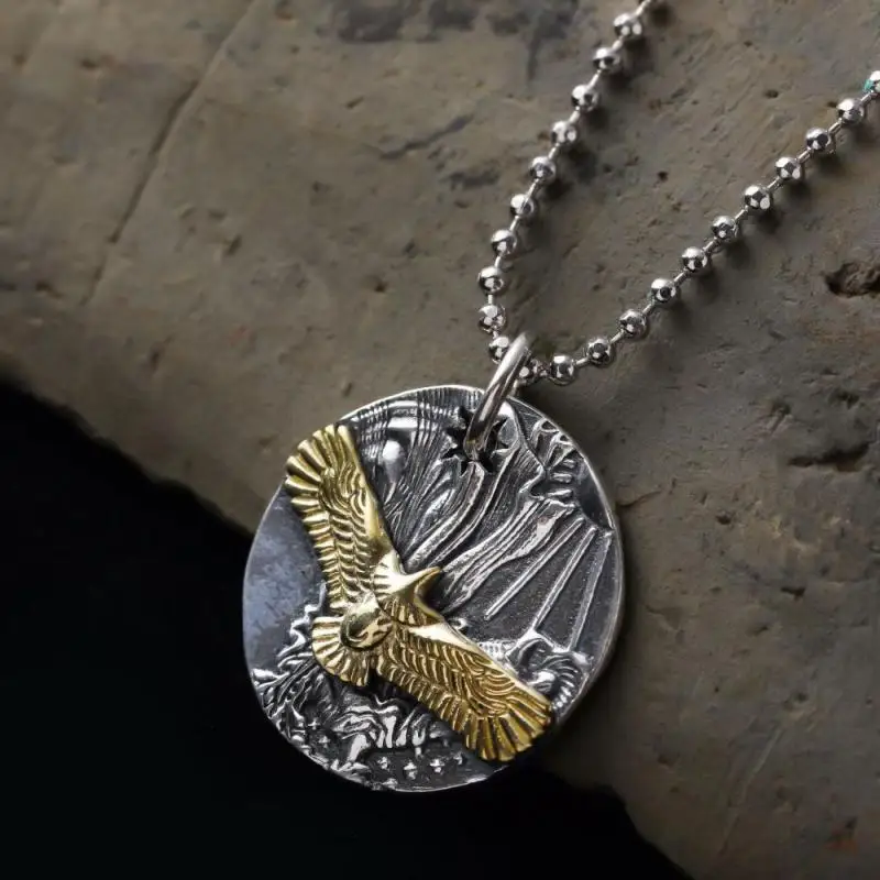 Fashion Classic Domineering Wings Eagle Pendant Necklace for Men Trendy Punk Locomotive Party Street Jewelry Gift