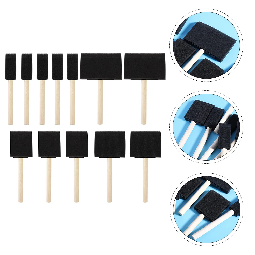 

1Set Graffiti Sponge Brushes Wood Handle Paint Absorbing Drip Control for Scrapbooking Mixed Media Kids Painting Tools