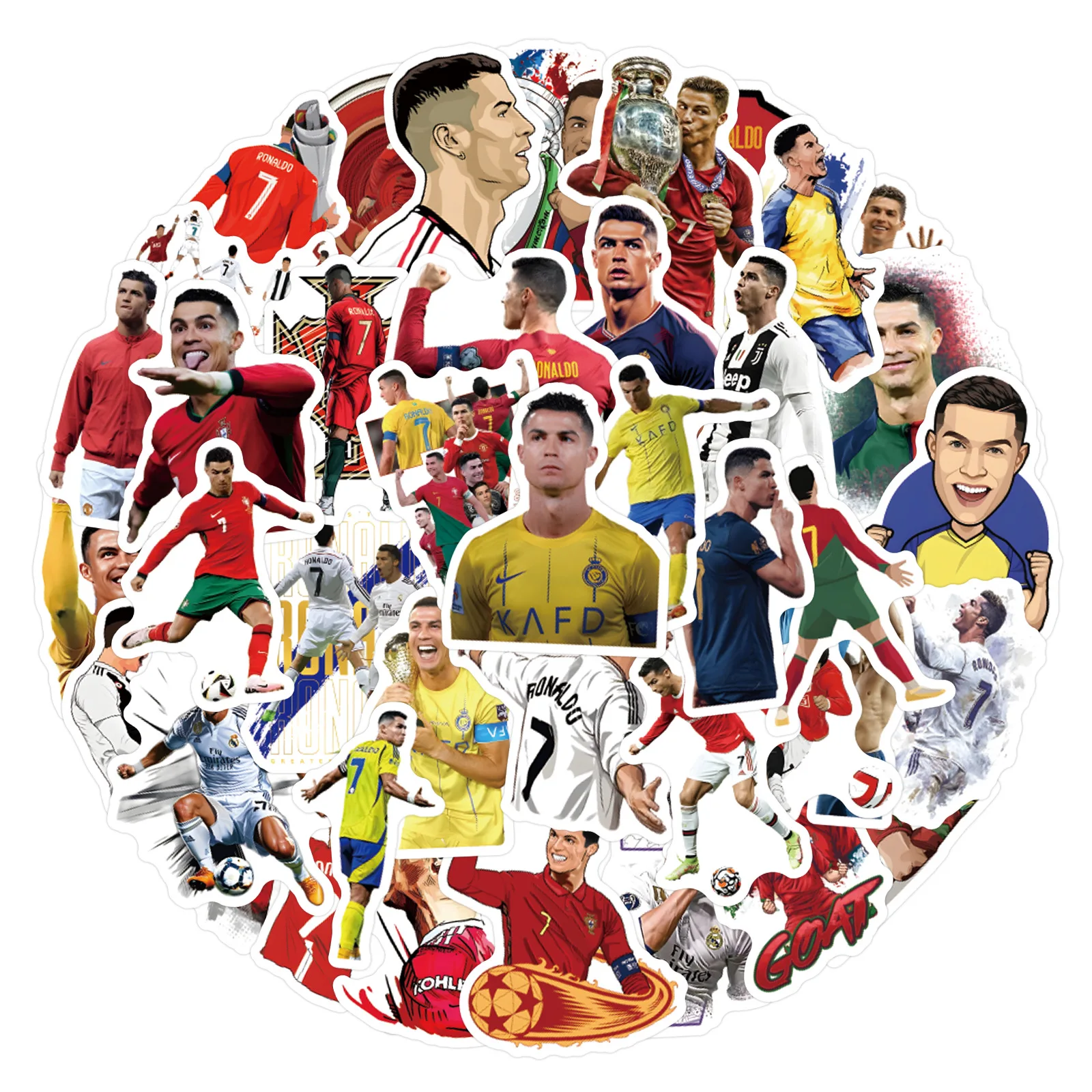 50PCS Adesivos Cristiano Ronaldo Dos Santos Aveiro, Adesivos de Graffiti, DIY para Diário, Capa de Telefone, Scrapbook Artesanal, Adesivos Estéticos