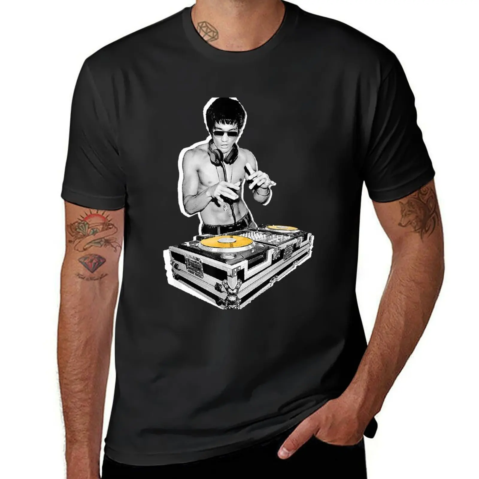 Bruces dj vintage deejay party kung fu fan music lover shirt T-Shirt kawaii clothes heavyweights Men's t shirts