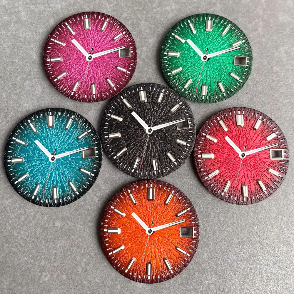 29mm Black Red Multicolor Watch Dial Hand Set Luminous Fit NH35 NH36 Automatic Movement For Diving Men Watch Parts Accessories