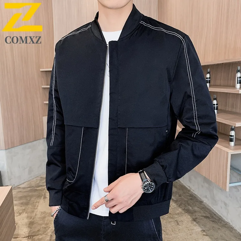 

COMXZ уличная велосипедная мужская куртка высокого качества с бейсбольным воротником, легкое пальто, повседневное дорожное ветрозащитное прочное осеннее пальто