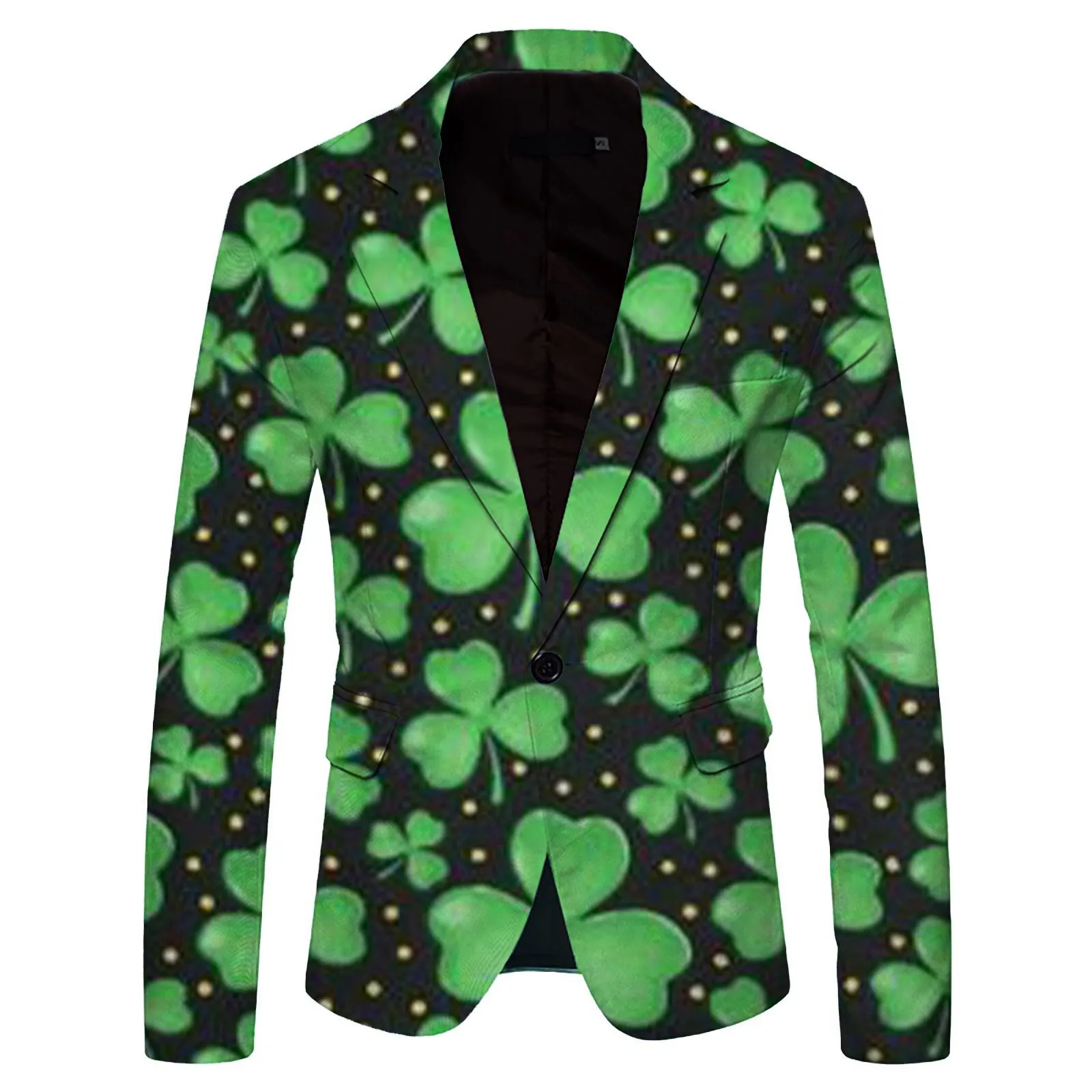 Men's Suit Irish-National-Day Blazers St-Patrick-Day suit coatShort-Sleeve suits men Slim Green Clover festive terno masculino