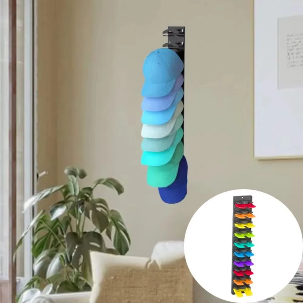 Multifunctional Hat Organizer for Baseball Caps Hat Rack for Wall with Strong Adhesive Hold up to 20 Hats Two Mounting Option