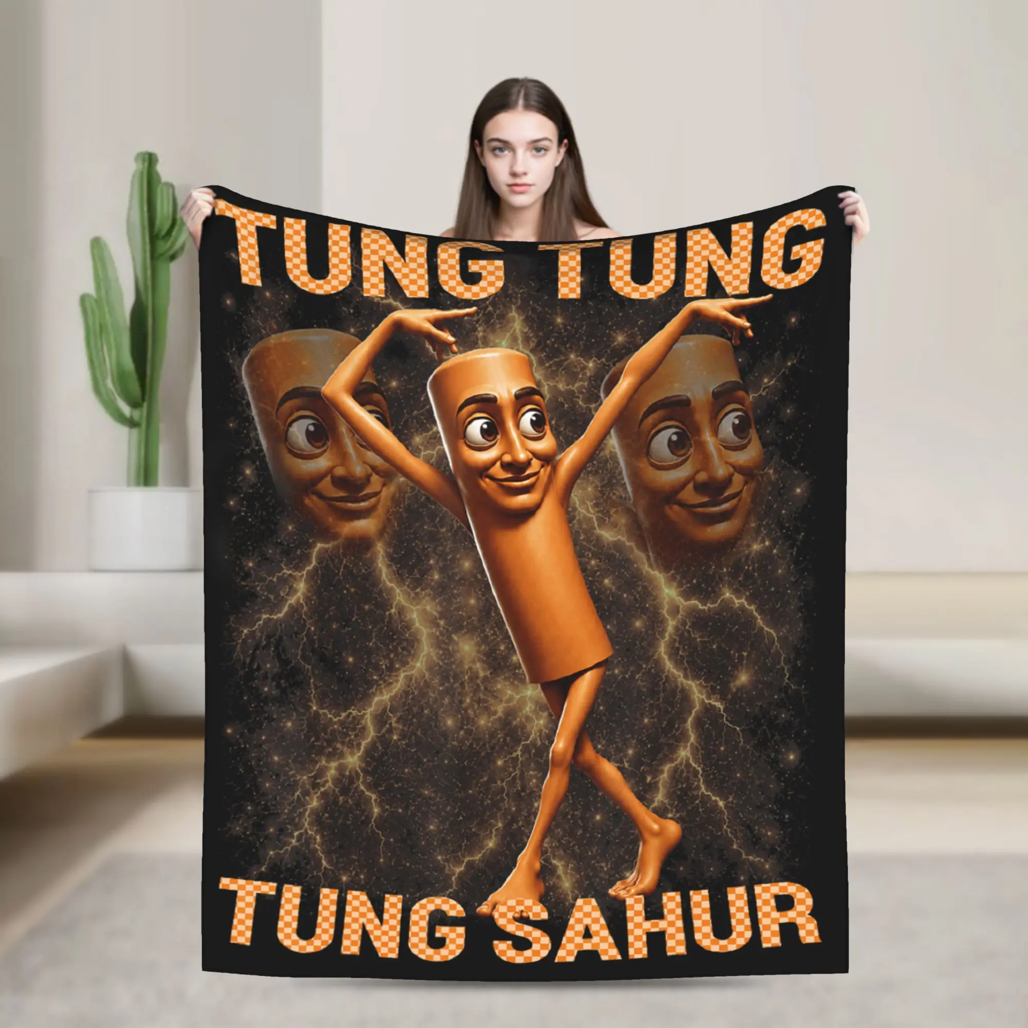 Tung Tung Tung Sahur is Calling Funny Viral Dance Meme Blankets Bedding Throws Winter Adults Child Home Decor Office Bedspread