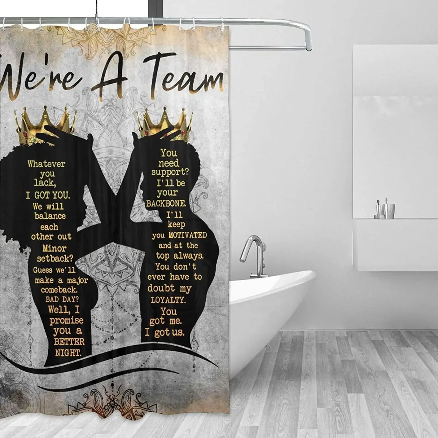 African American Black King And Queen Inspirational Quotes By Ho Me Lili Shower Curtain Waterproof With Hooks For Bathroom Decor