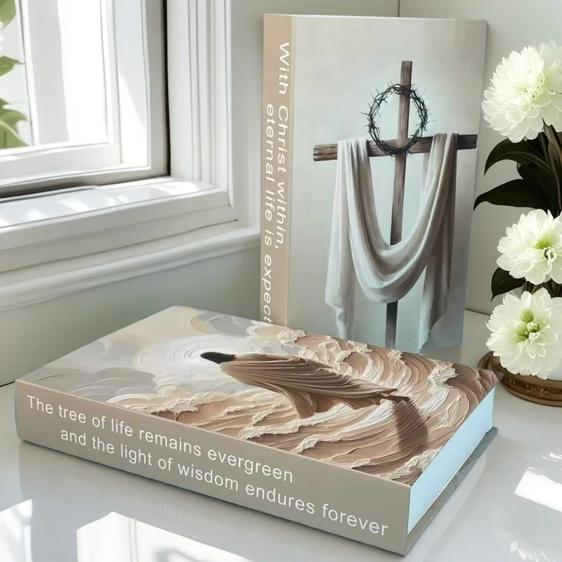 

Christianity Luxury Fake Book Box Decoration Jesus Cross Decorative Books Bible Coffee Table Books God Easter Jehovah Home Decor