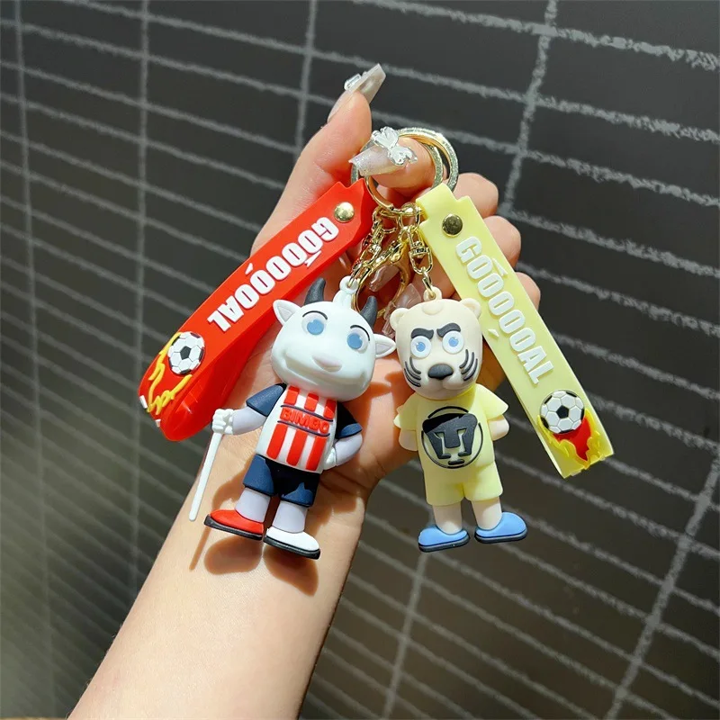 Creative Cartoon PVC Keychain Cute Football Rabbit Tiger Calf Men and Women Handbag Pendant