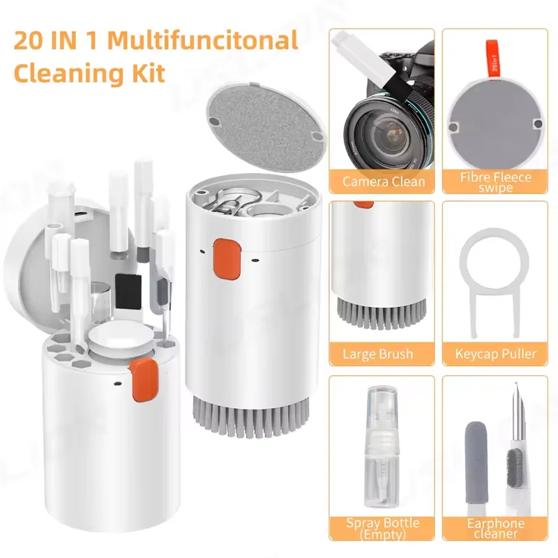 20 in 1 cleaning kit+desktop vacuum cleaner,phone screen cleaning cloth,digital camera,headphone,phone cleaning(with detergent)