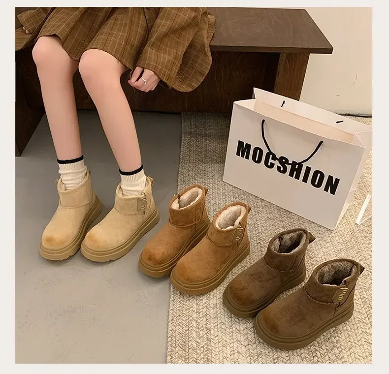 2024 inverno novas botas de neve multifuncionais femininas solas grossas antiderrapante mais cashmere quente rua casual botas de algodão curto