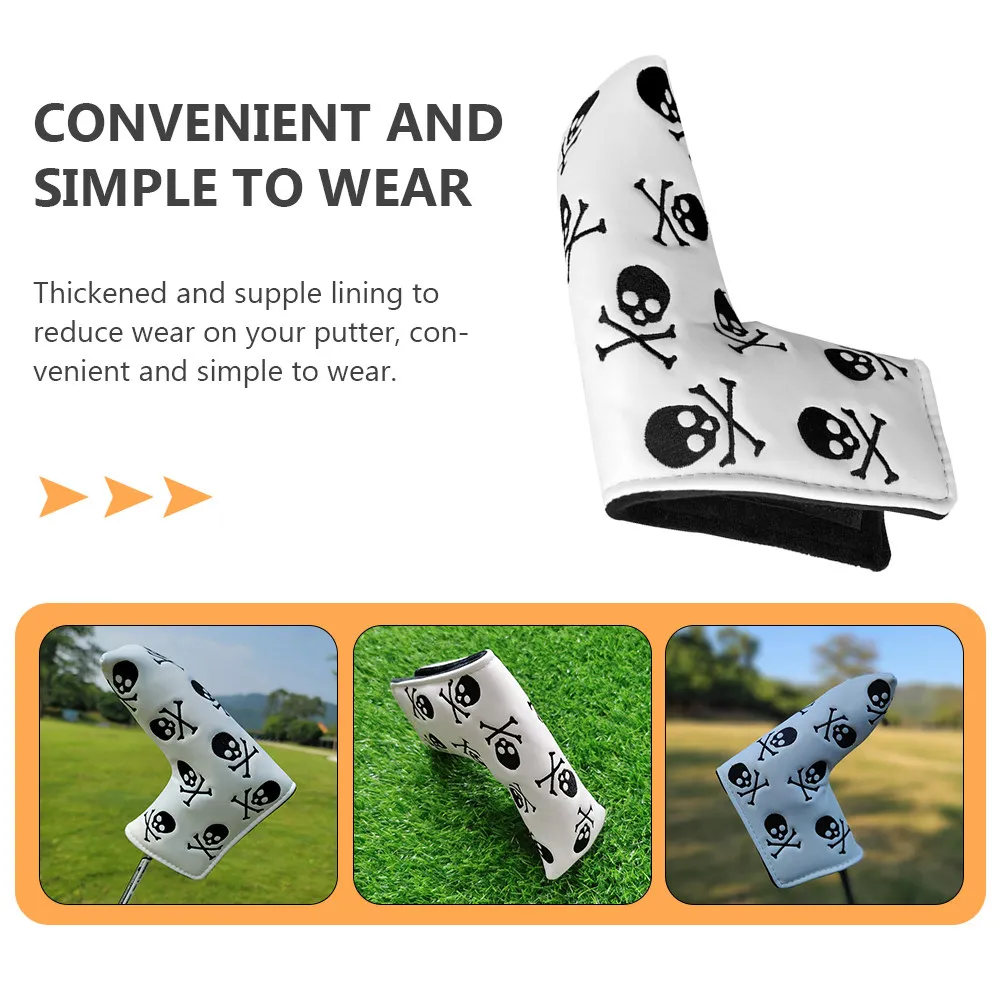 

Чехол для гольф-клюшки из полиуретана с вышивкой в виде черепа, легкий, износостойкий, защитный чехол для головки клюшки, модный чехол для гольф-клюшки, 1 шт.