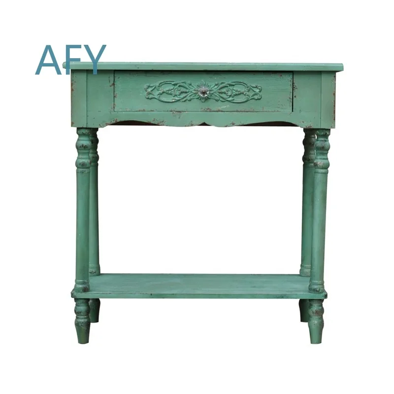 Vintage Style Console Table with Drawer for French Country Farmhouse Decor White Entryway Hall Table 31.5W x 15D x 32.9H