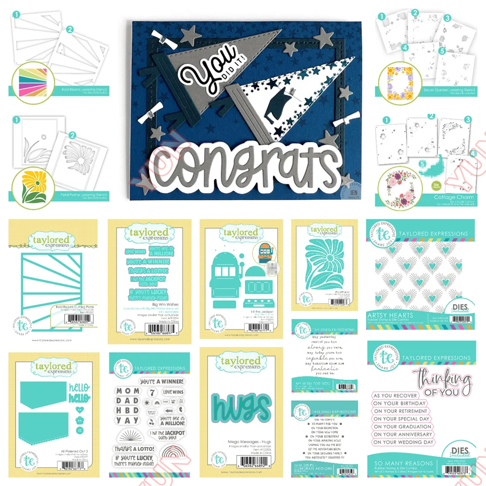 

Hugs Big Win Wishes Stamp Petal Pusher Hearts Metal Cutting Dies Stencils DIY Scrapbooking Cards Congrats Add-Ons Die Framework
