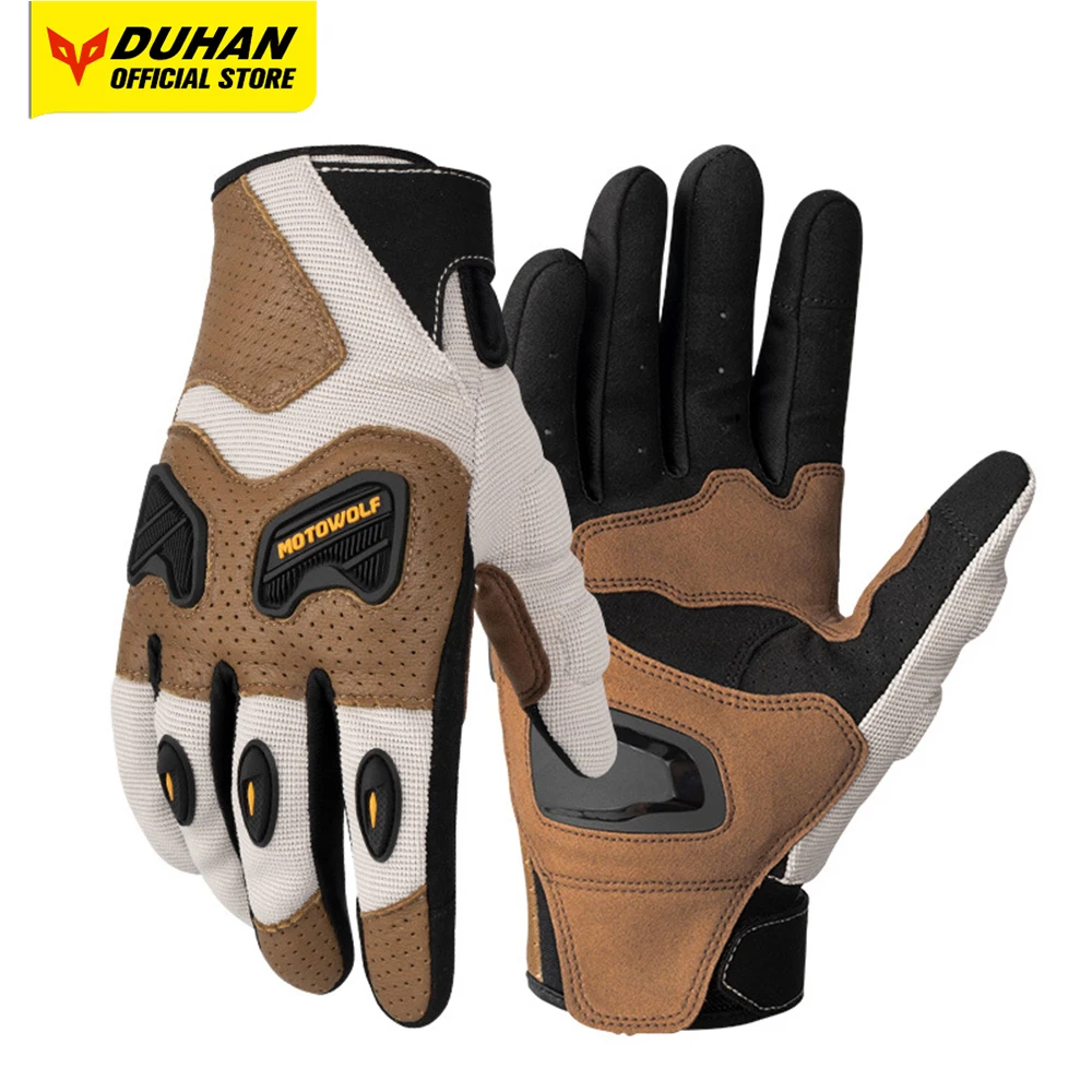 

Genuine Leather Summer Motorcycle Gloves Breathable Mesh Motorcycle Riding Touch Screen Gloves Anti Drop Moto Gloves