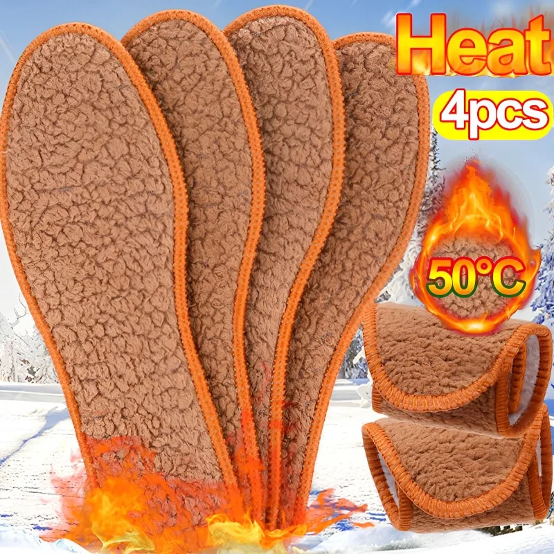 Self-heated Insoles Feet Massage Thermal Thicken Wool Insole Memory Foam Shoe Pads Winter Warm Sports Shoes Pad Accessories