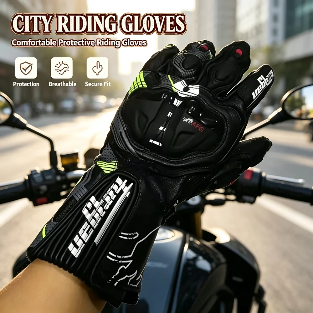 Motocross Riding Gloves Genuine Cowhide Leather Equipment Motorbike Protective Glove Motorcycle Racing Motorcyclist Accessories