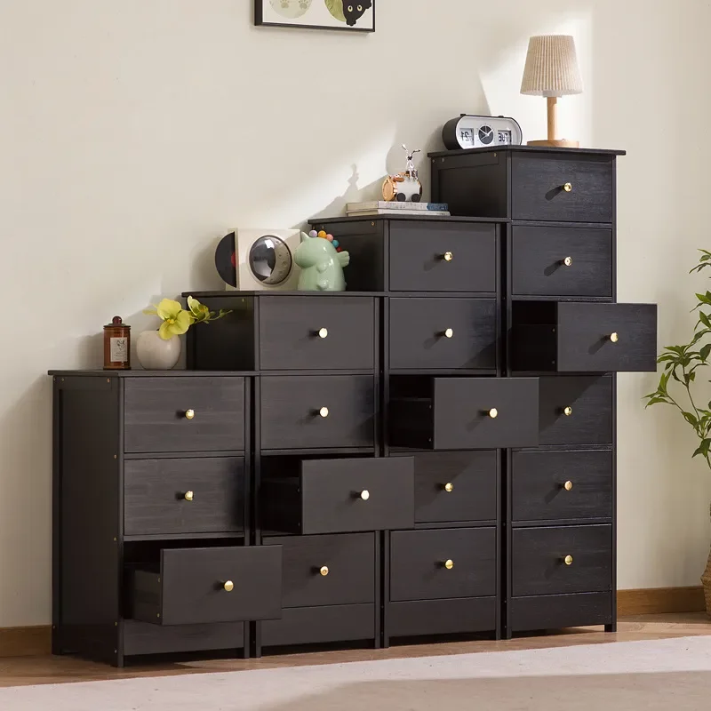 New Solid Wood Combination Bookcase Storage Cabinet Chest Lattice Cabinet for Children Log Storage Bedside Table Multi Layer