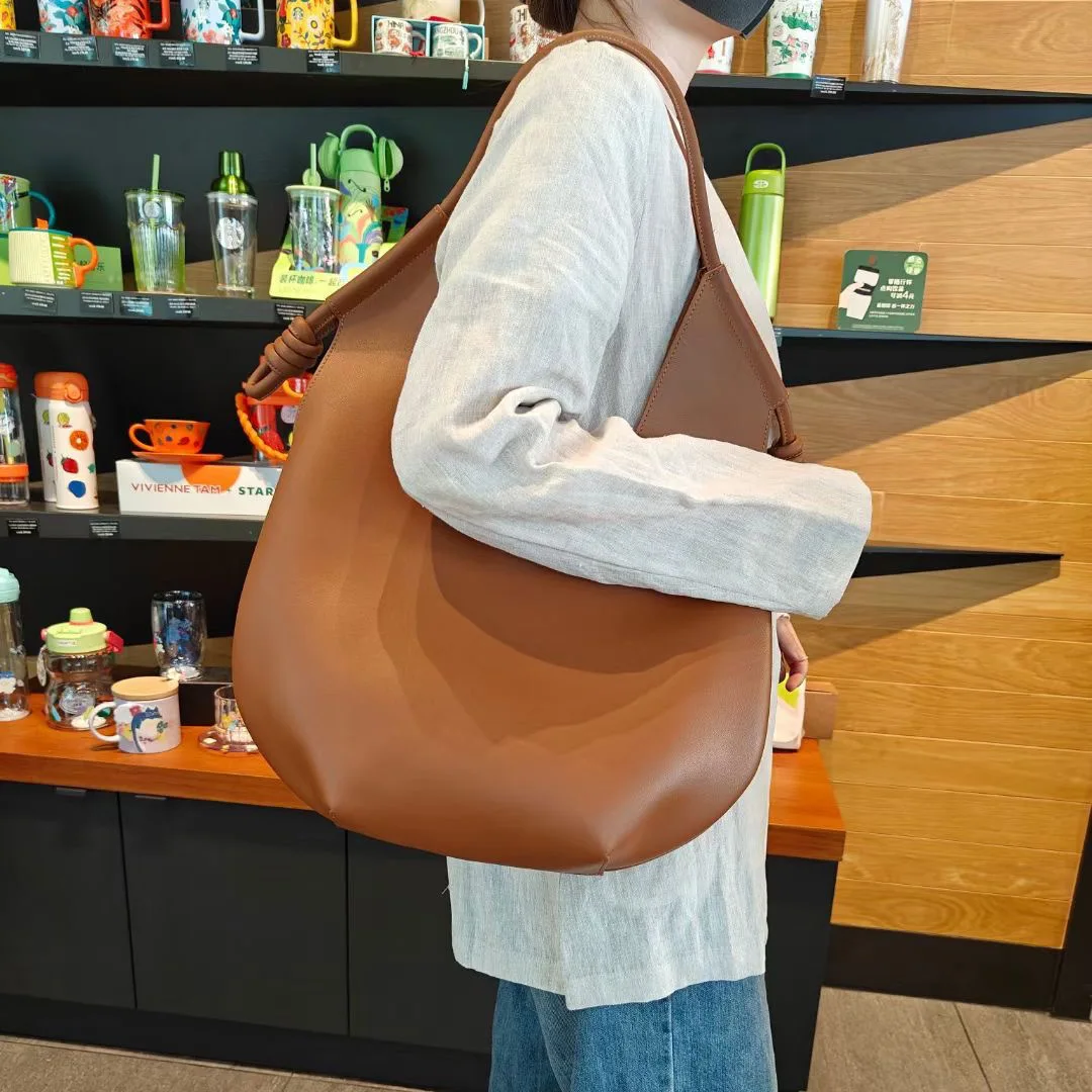 2023 Trendy Women's Genuine Leather Large Bags Designer Brand Ladies Luxury Cowhide Retro Shopping Bag Large Capacity Tote Purse