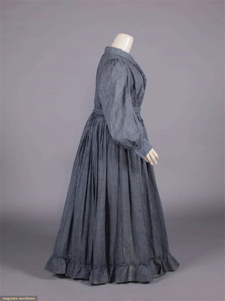 Abito da giorno vintage a righe Abito storico vintage Abito da festa medievale vittoriano da donna