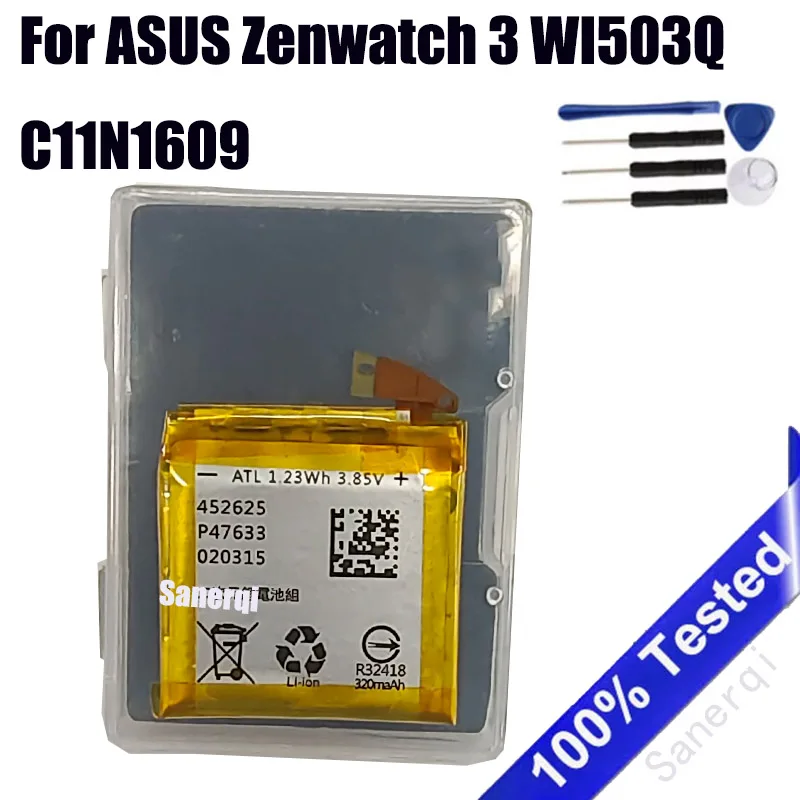 Full Replacement Battery For ASUS Zenwatch 3 WI503Q C11N1609 Genuine Watch Battery 340mAh + tools