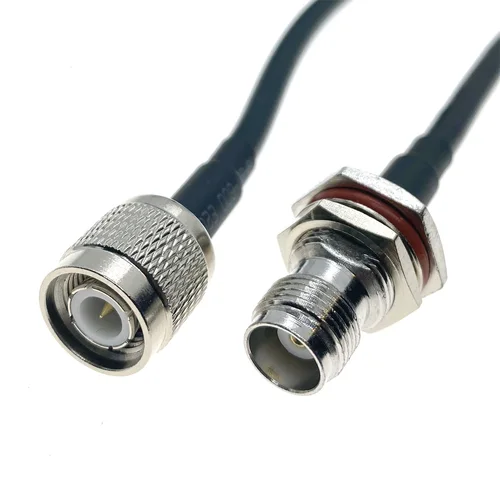 Conector macho TNC a conector hembra TNC, adaptador de tuerca de mamparo, Cable coaxial tipo puente, cable RG58 de 12 pulgadas ~ 30M
