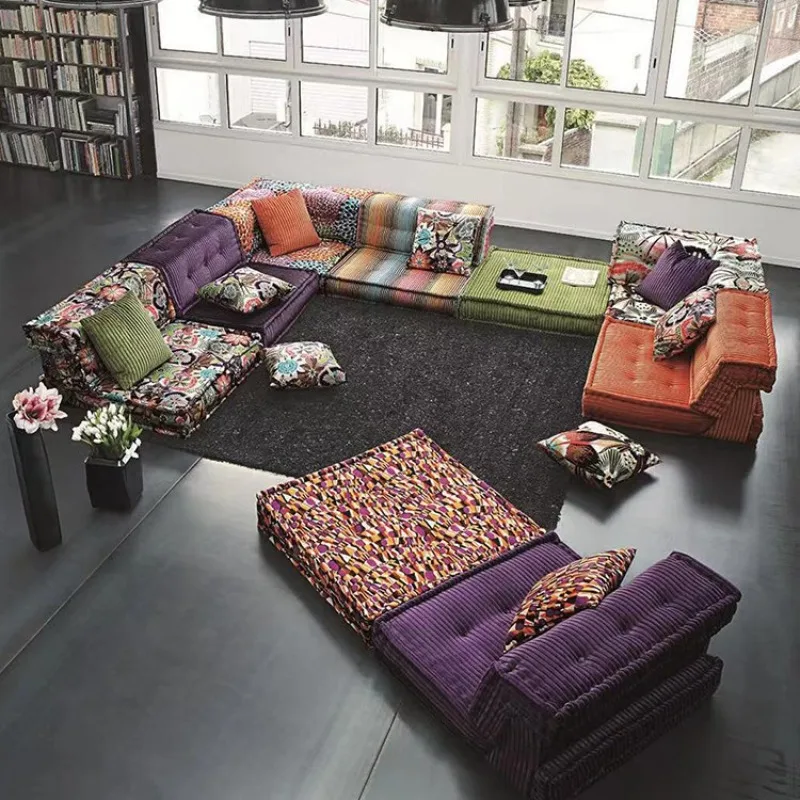 

Simple mahjong sofa living room large apartment module combination special-shaped color Rochburg sofa