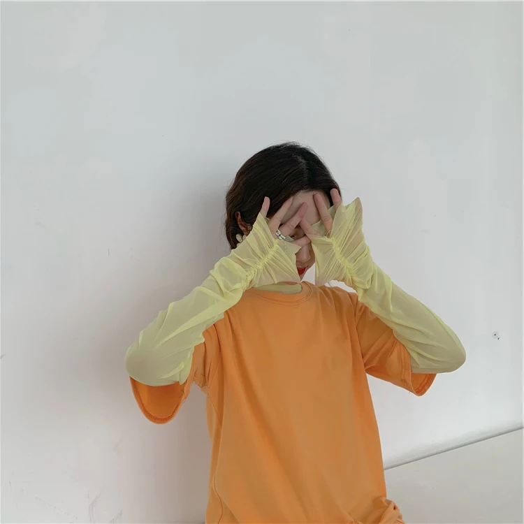 

Женская базовая футболка с кружевной отделкой, защита от солнца, ультра-легкая, больших размеров, с полувысоким воротником, тонкая, для повседневной носки, с длинным рукавом