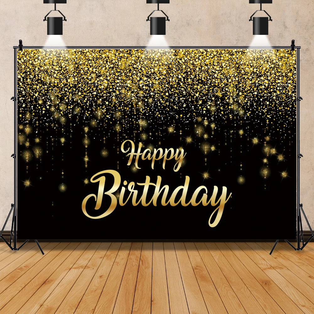 Dreamy Glitters Shiny Golden Black Polka Dot Light Bokeh Photographic Backdrop Wedding Love Birthday Party Baby Photo Background