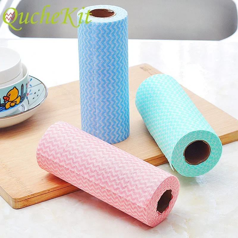 Disposable Washing Dish Towel Lint-Free Non-Woven Fabric Not Easy To Touch Oil Kitchen Cleaning Cloth Tools Of Towel Rolls