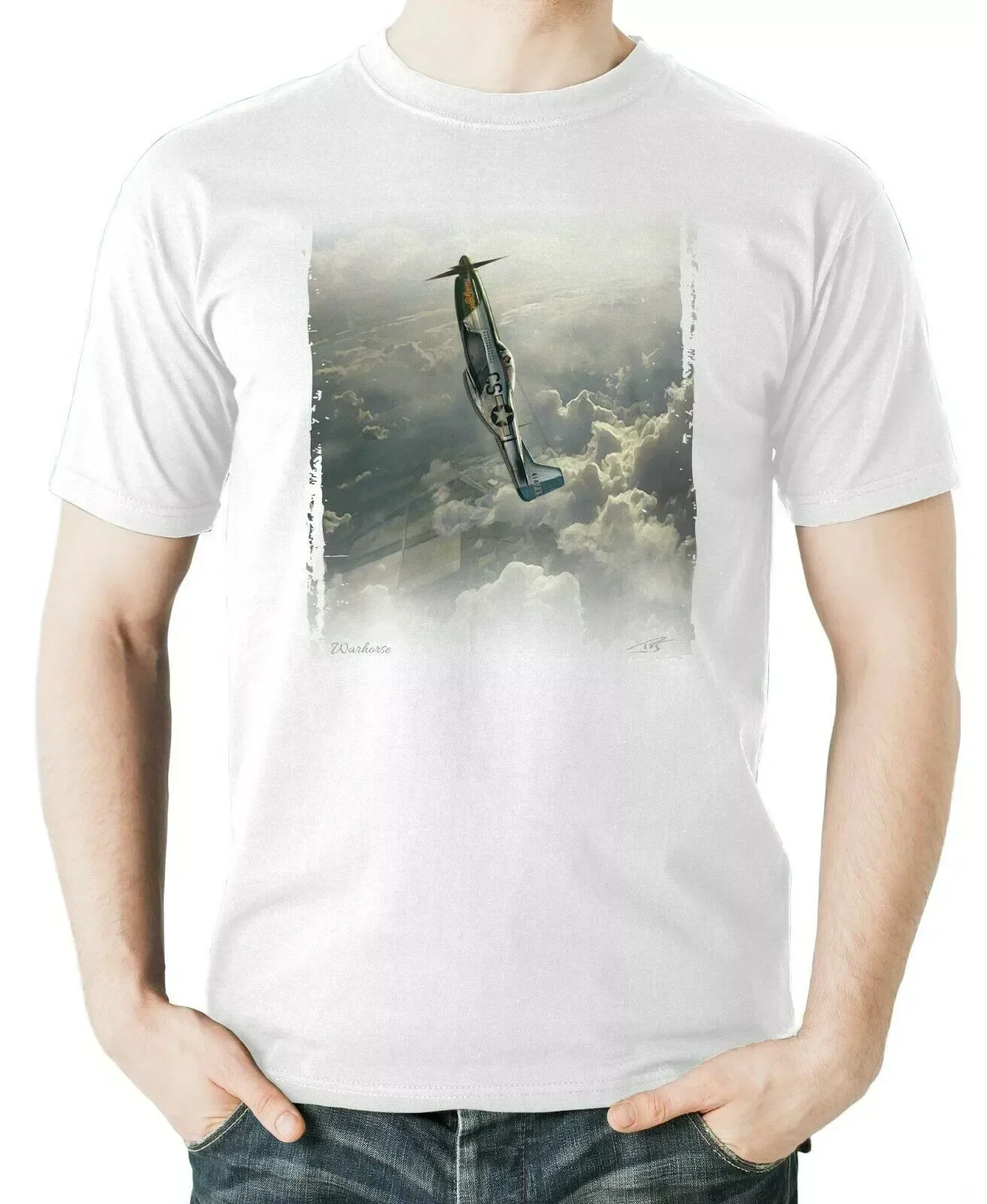 USAF North American P51 Mustang Fighter T-Shirt Aviation Themed Summer Cotton Short Sleeve O-Neck Men's T Shirt New S-3XL